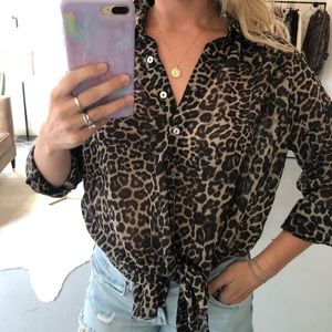 Leopard Chiffon Button up by Lovestitch